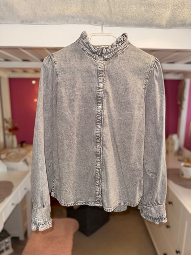 Rüschen denim jeans bluse von - jeans,
