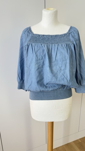 Edle cropped jeansbluse - cropped,